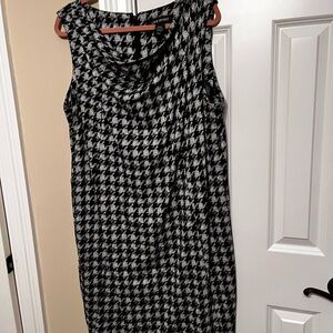 Lane Bryant Black and White Houndstooth Plaid Midi Dress